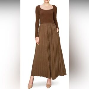 Nordstrom brow mixed media pleated maxi dress